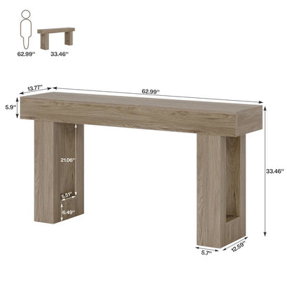 Modern Farmhouse 63-inch Entryway Console Sofa Table in Grey Wood Finish