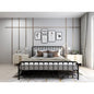 King Black Metal Platform Bed Frame with Rounded Corners Headboard Footboard