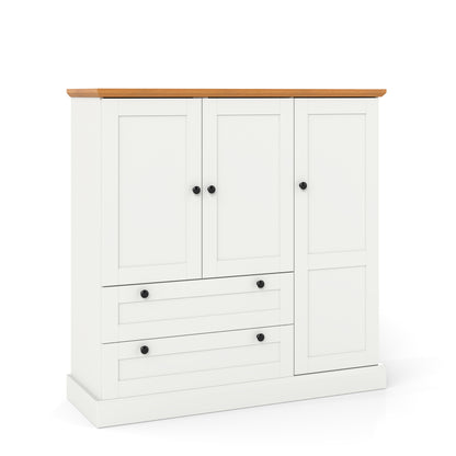 47.5 Inch Kitchen Freestanding Storage Cabinet with 3 Doors and 2 Large Drawers-White