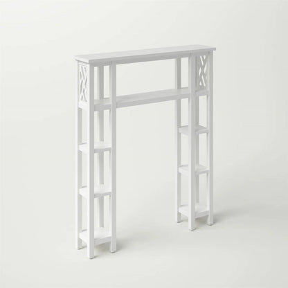 Over the Toilet Bathroom Shelving Unit with 9-Shelves in White Wood Finish