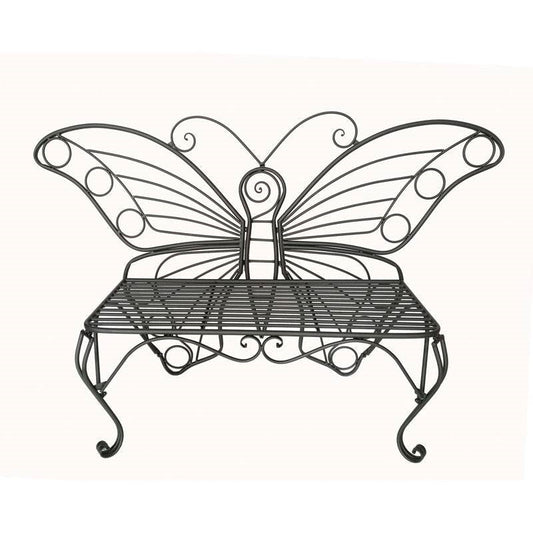 Modern Outdoor Butterfly Garden Bench in Black Metal Finish