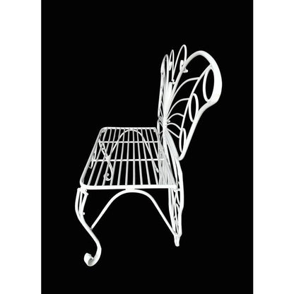 Modern Outdoor Butterfly Garden Bench in White Metal Finish