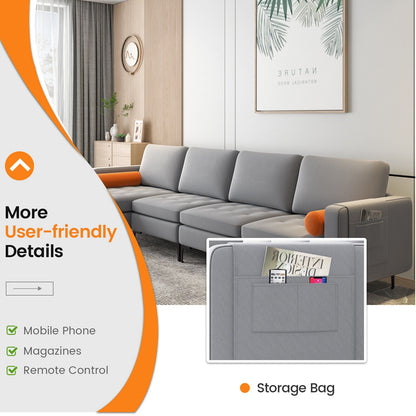 Modular L-shaped 4-Seat Sectional Sofa with Reversible Chaise and 2 USB Socket