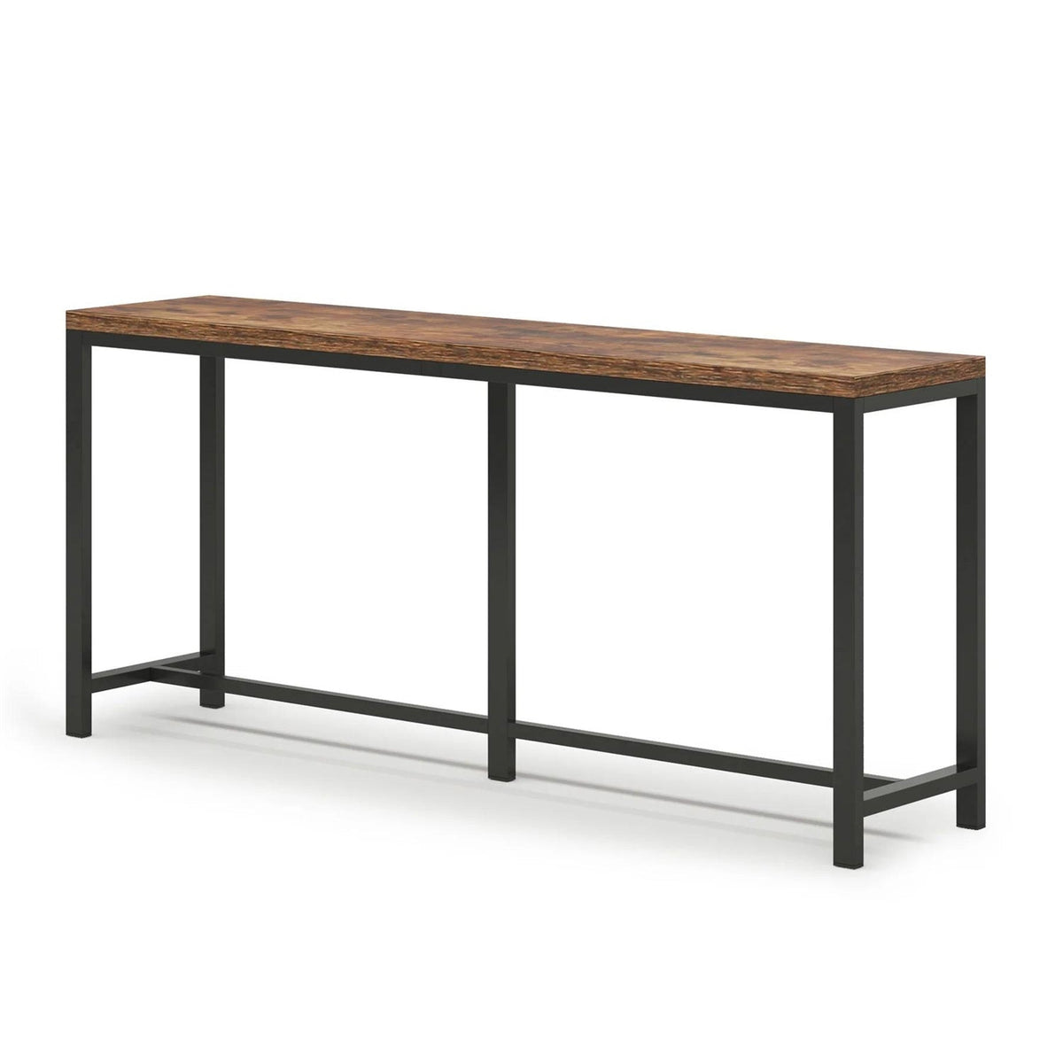 70-inch Long Narrow Hallway Sofa Table with Wood Top and Black Metal Frame