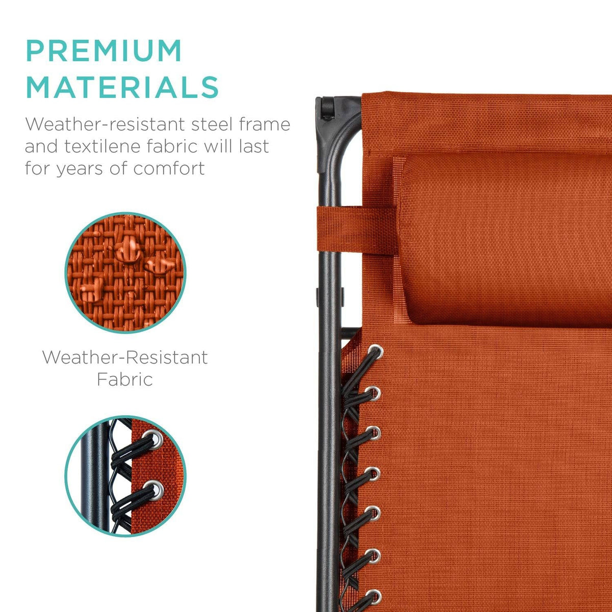 Orange Zero Gravity Folding Reclining Patio Lounge Chair with Canopy Sun Shade
