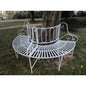 Half-Circle White Metal Outdoor Patio Garden Tree Bench