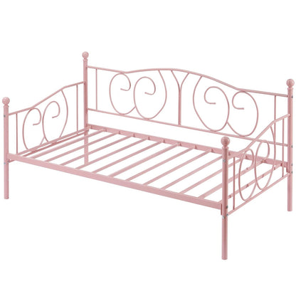 Twin size Victorian Pink Metal Daybed Frame - 350 lbs. Weight Capacity