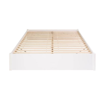 King Size White Wooden 4 Post Platform Bed Frame
