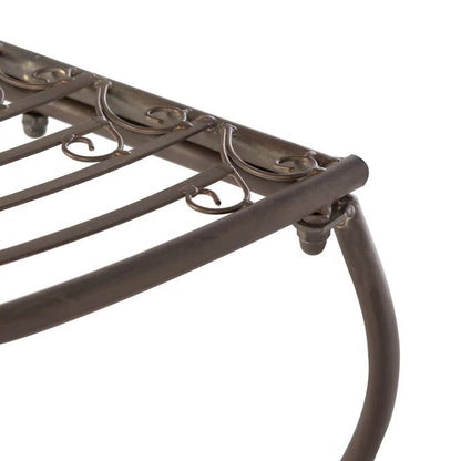 Outdoor Patio Garden Rustic Bronze Brown Wrought Iron Half-Circle Tree Bench