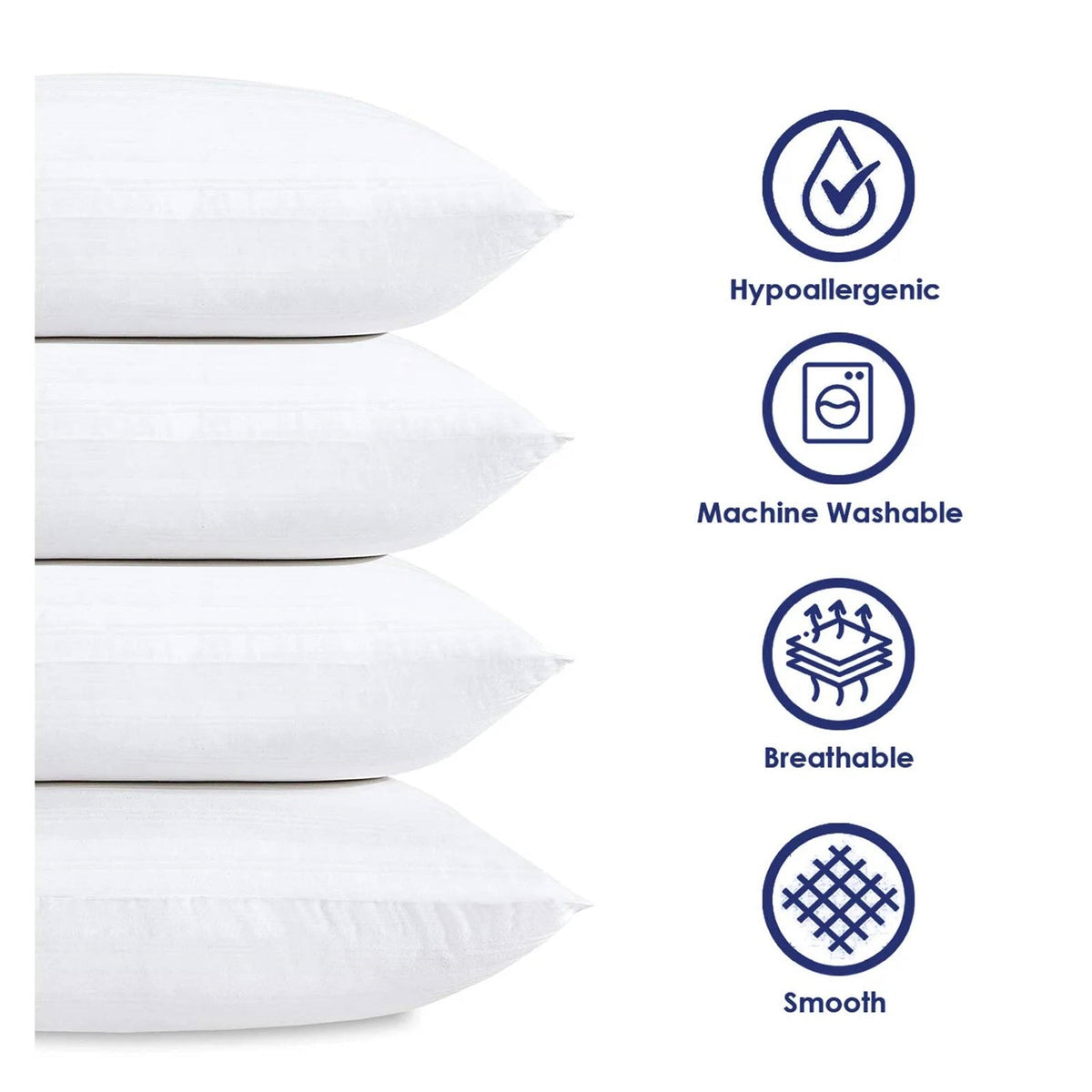Set of 4 - Standard size Down Alternative Pillows - Machine Washable
