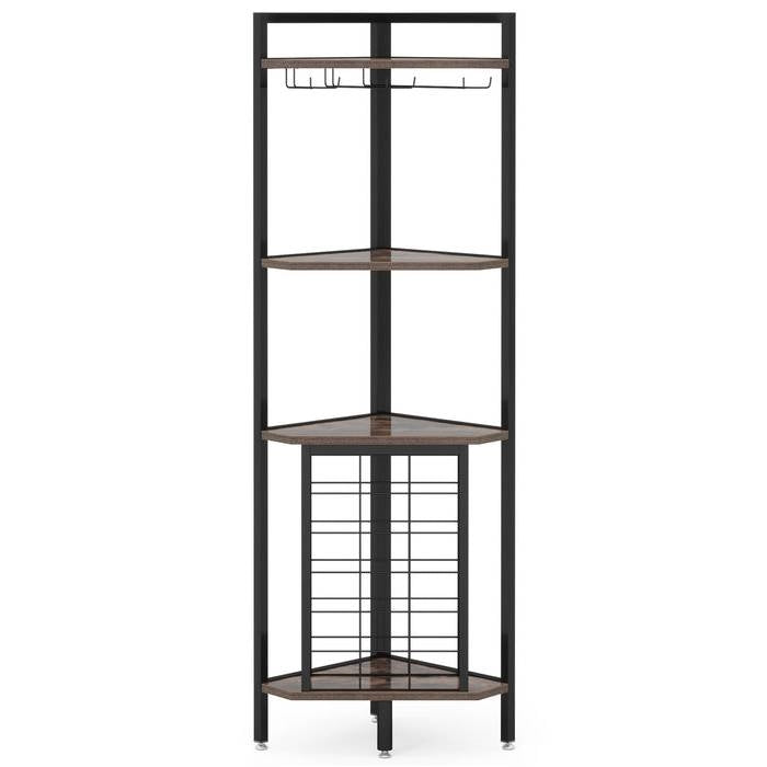 Industrial Corner Wine Rack Storage Shelving Unit with Glass Holders