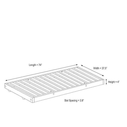 Twin size Solid Wood Roll-Out Trundle Bed Frame - Made in USA