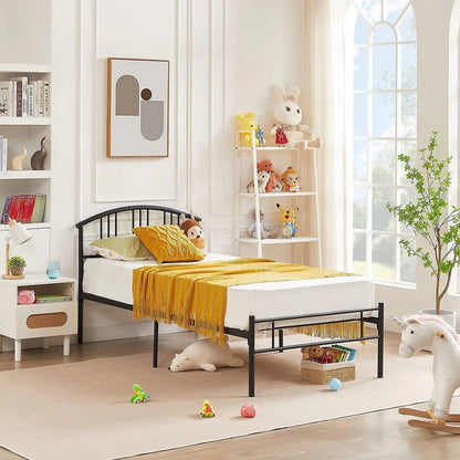 Twin size Black Metal Platform Bed Frame with Arched Headboard