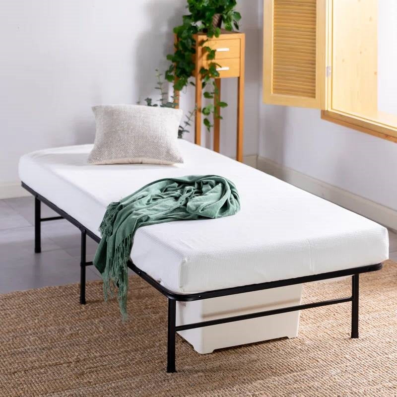 Twin size Metal Bed Frame with Bamboo Wood Slats