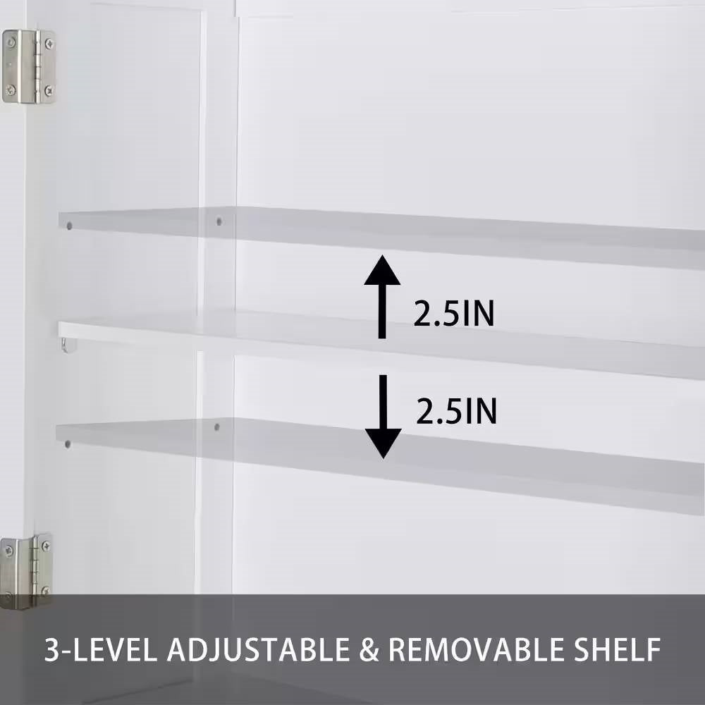 Over the Toilet Bathroom Storage Cabinet Shelving Unit in White Wood Finish