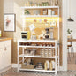 White Modern Industrial Kitchen Baker's Rack with Multi-Color LED Lights