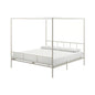 King size Modern Metal Canopy Bed Frame with Headboard and Footboard in White