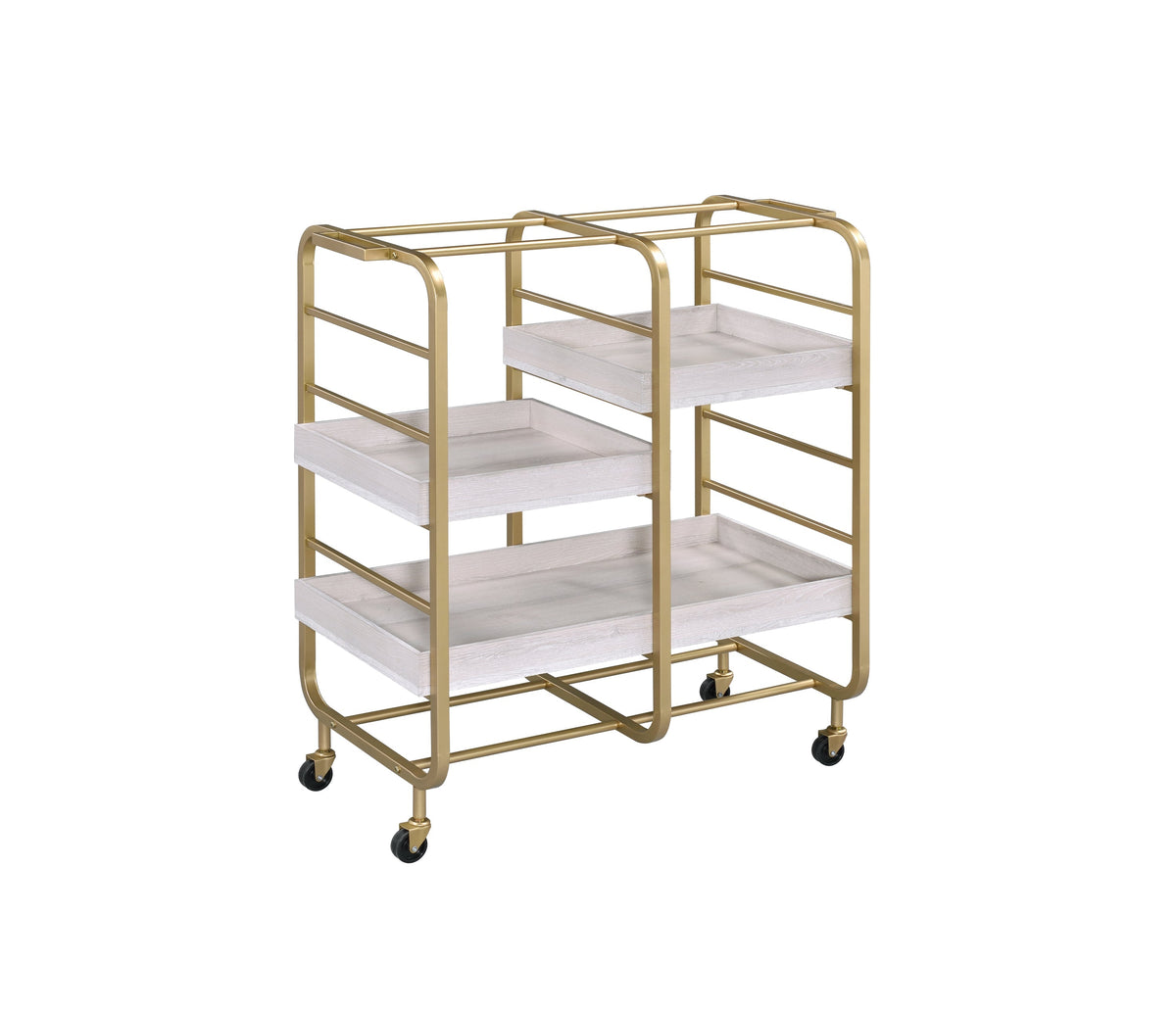 Vorrik Gold & White Washed Finish Serving Cart