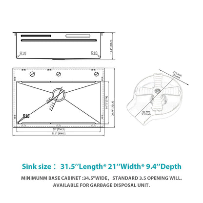 Drop In Waterfall Kitchen Sink With Pull-Out Faucet & Cup Washer
