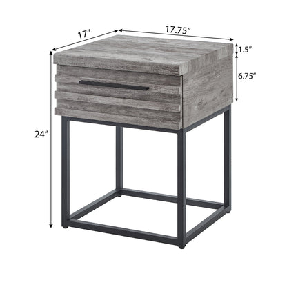 Astral 3-Piece Upholstered Bedroom Set, Tufted Wingback Bed with Two Gray Nightstands