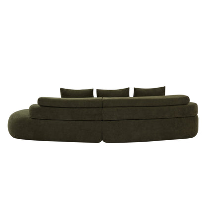122" Curved Sectional Sofa with Modular Design - Olive Green