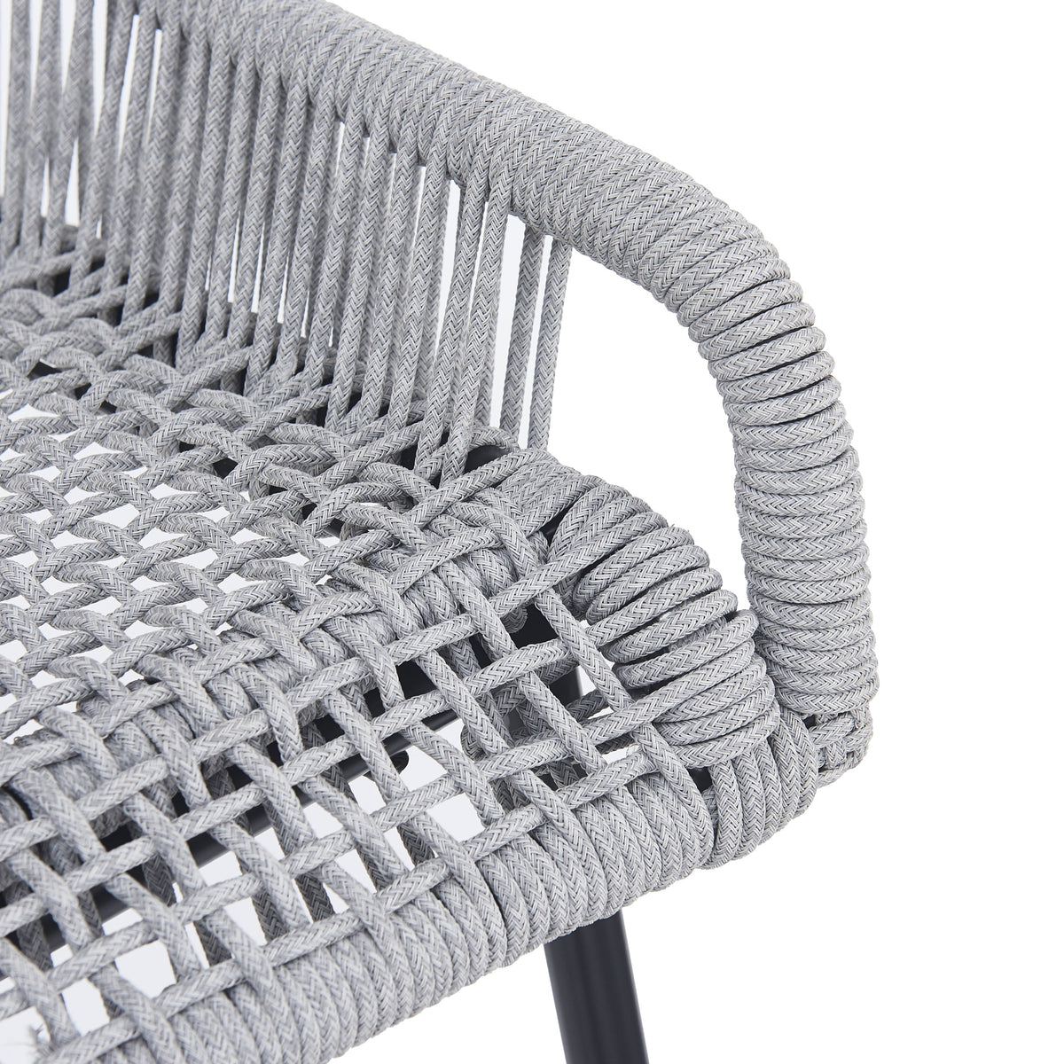 La Push Outdoor Patio Light Gray Rope Bar Stool, Set of 2