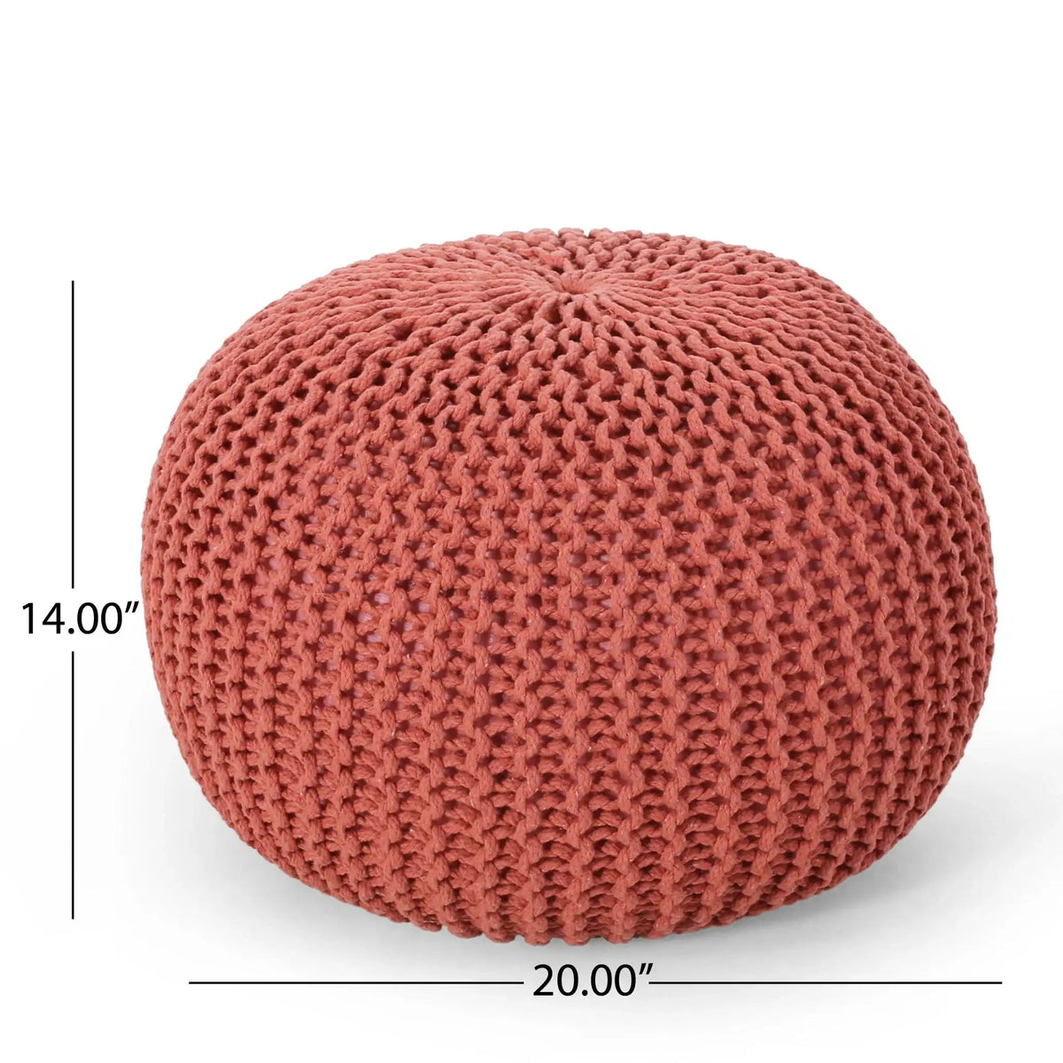 Bordeaux Knitted Cotton Round Pouf Ottoman Floor Cushion