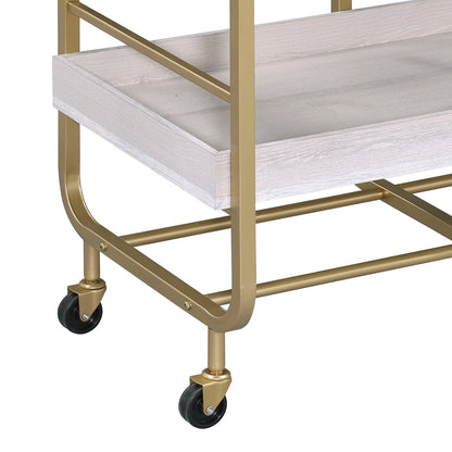 Vorrik Gold & White Washed Finish Serving Cart