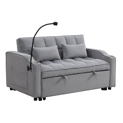 Modern Velvet Loveseat Futon Sofa Couch with Pullout Bed