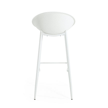Modern Gable Outdoor Barstool Set of 2 in White