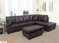 3 Pc Sectional Sofa Set Brown Faux Leather Left-Facing Chaise