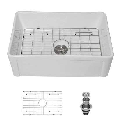Apron Front Reversible Single Bowl Kitchen Sink & Grid And Strainer