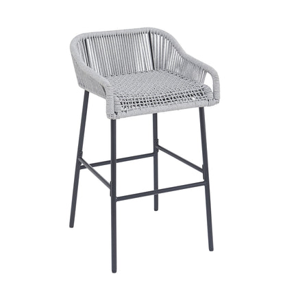 La Push Outdoor Patio Light Gray Rope Bar Stool, Set of 2