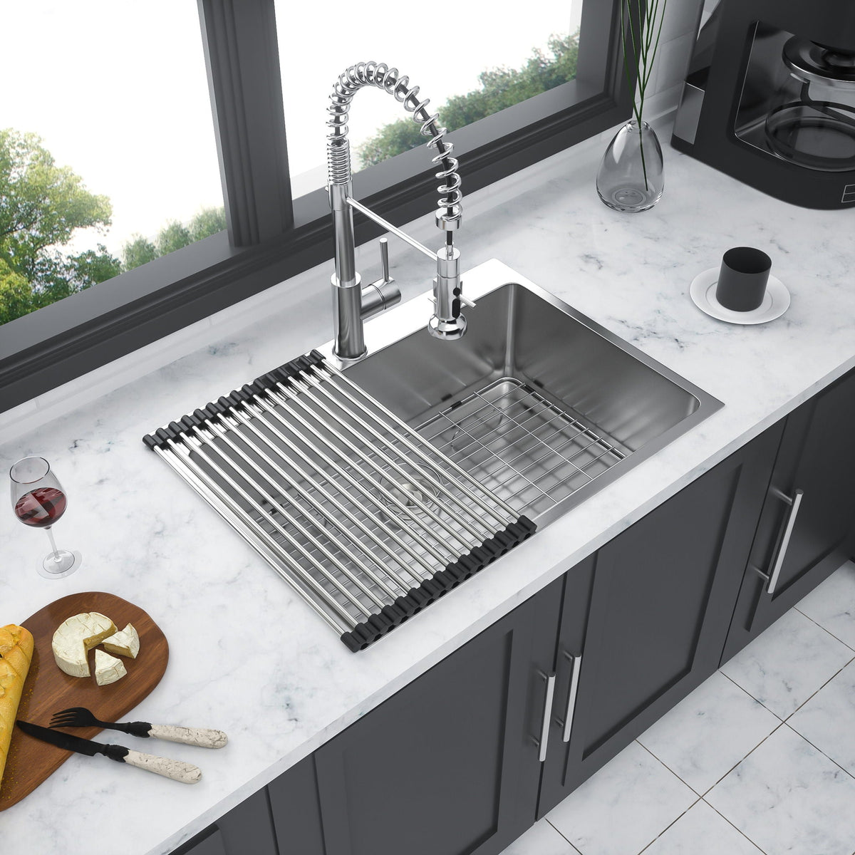 Drop In Kitchen Sink, 16 Gauge Stainless Steel, Single Bowl, Topmount Basin