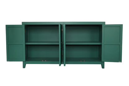 59in Green Accent Cabinet with 4 Doors Mid Century Modern Buffet
