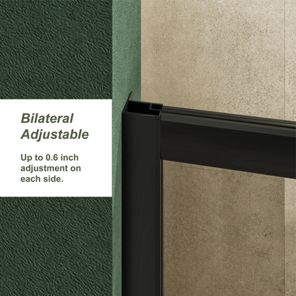 60.in W x 72.in H Single Sliding Shower Door, 1/5 inch Thick Clear Tempered Glass Shower Door with Stainless Steel Handle, Black