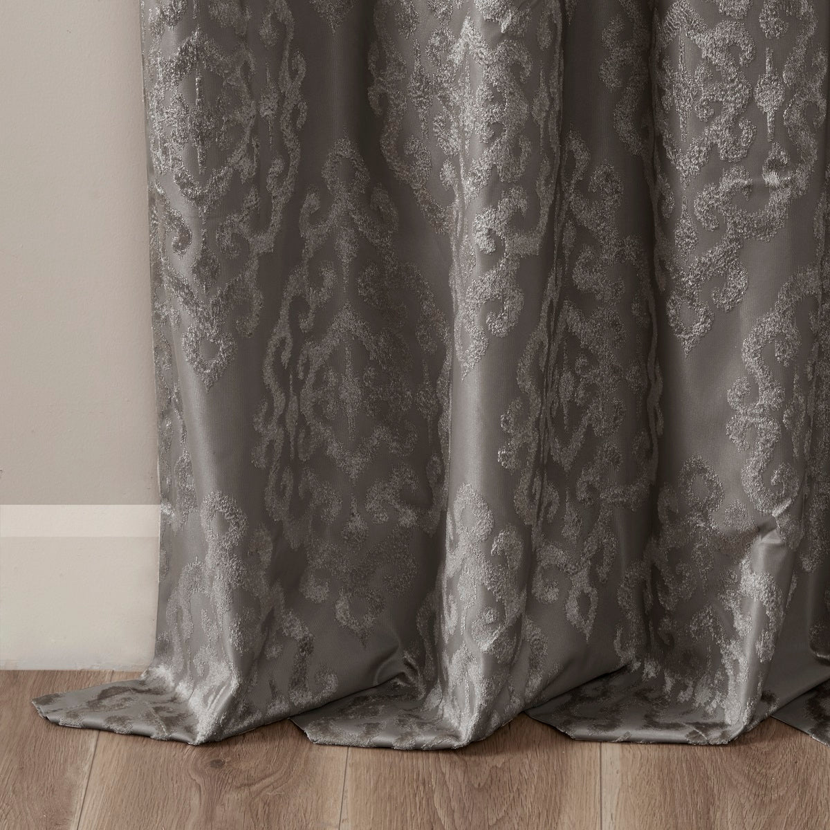 Knitted Jacquard Damask Total Blackout Grommet Curtain Panel