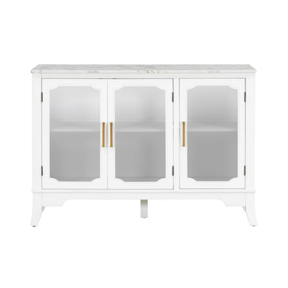 Storage Cabinet 3 Doors Stylish Style White