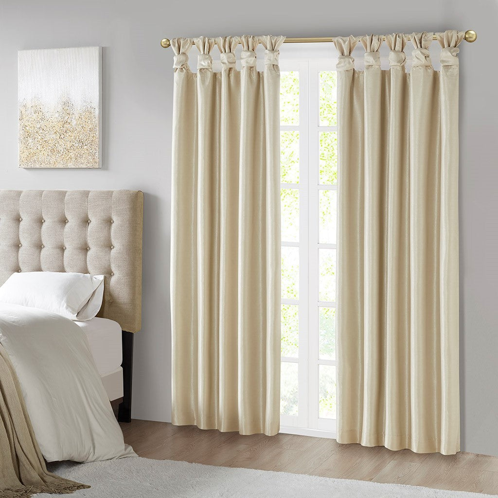 Twist Tab Total Blackout Window Curtain Panel Champagne 50x95