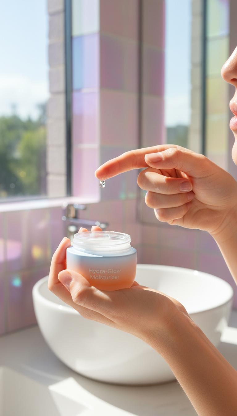 Hydra-Glow Moisturizer With Hyaluronic Acid in use