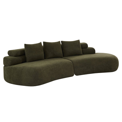 122" Curved Sectional Sofa with Modular Design - Olive Green