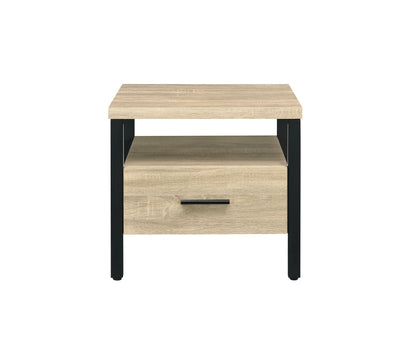 Oak Finish Nightstand with 1 Drawer and 1 Shelf