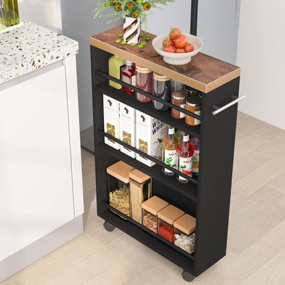 4 Tier Narrow Rolling Kitchen Slim Storage Cart