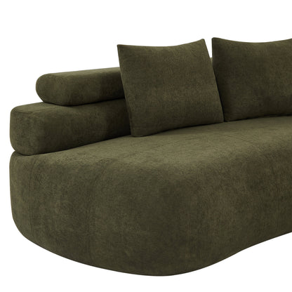 122" Curved Sectional Sofa with Modular Design - Olive Green