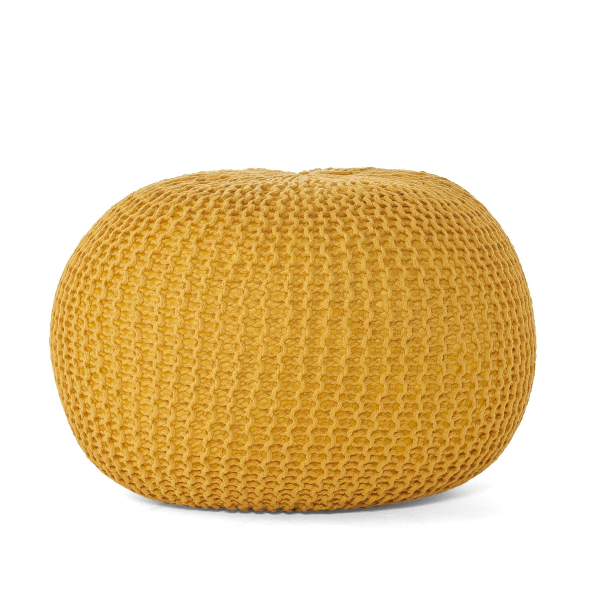 Bordeaux Knitted Cotton Round Pouf - Versatile Ottoman and Floor Cushion