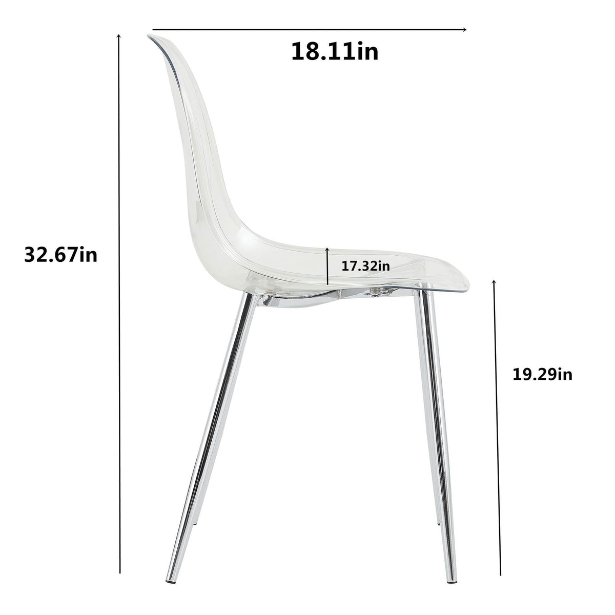 Modern Minimalist Transparent Dining Chair - 6-Piece Set