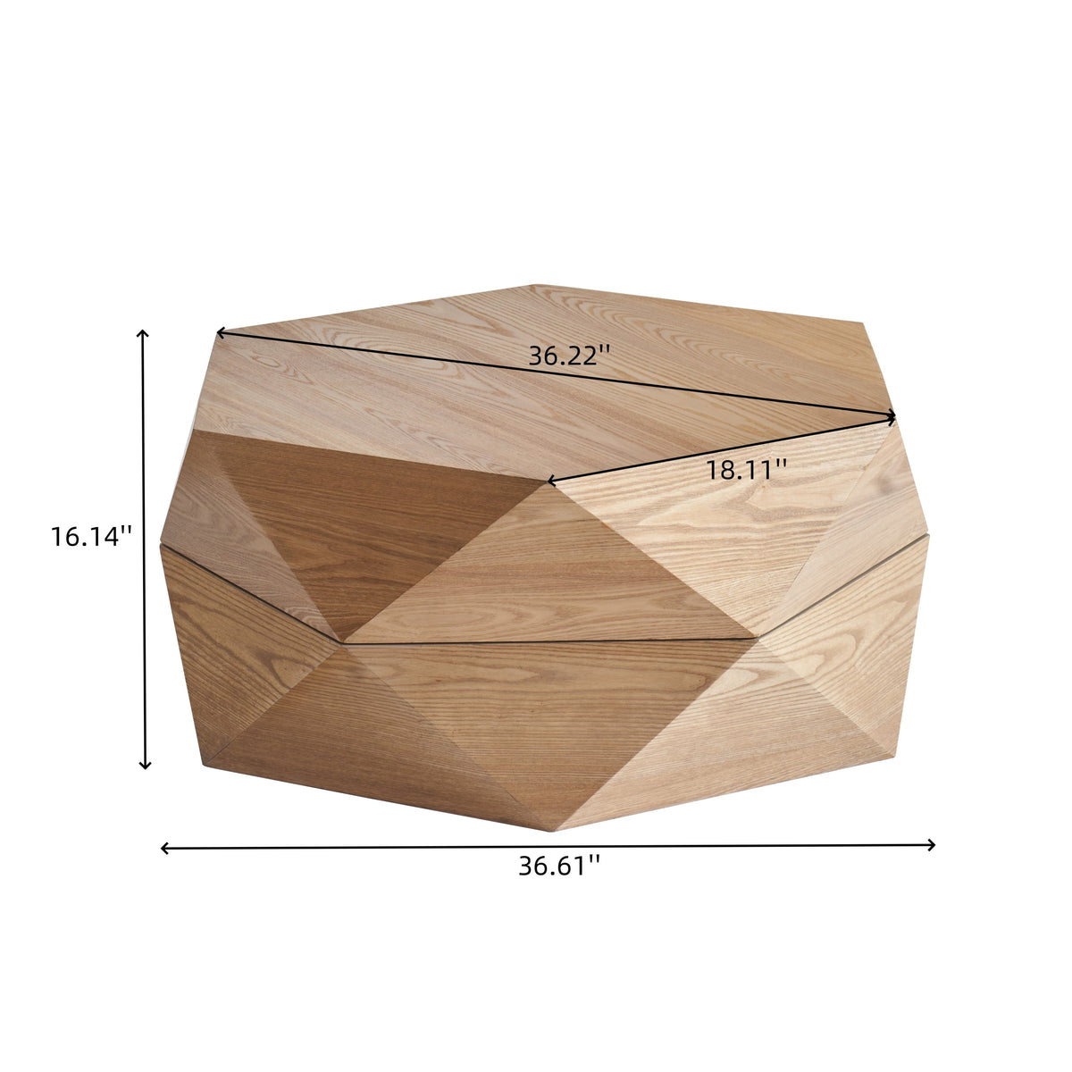 36.61'' Retro Style Polygon Flip Top Coffee Table