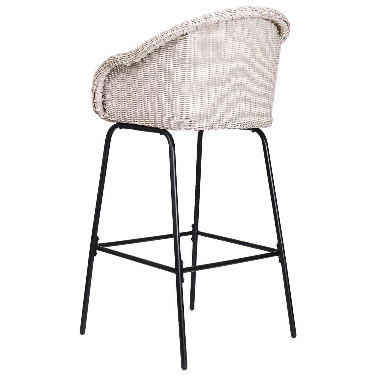 Ladd Outdoor Metal Wicker Barstool Set of 2 - Light Gray