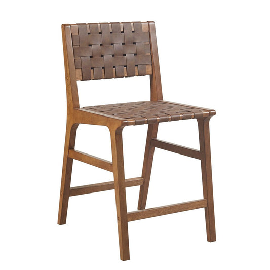 Nebuluxe Faux Leather Woven Counter Stool