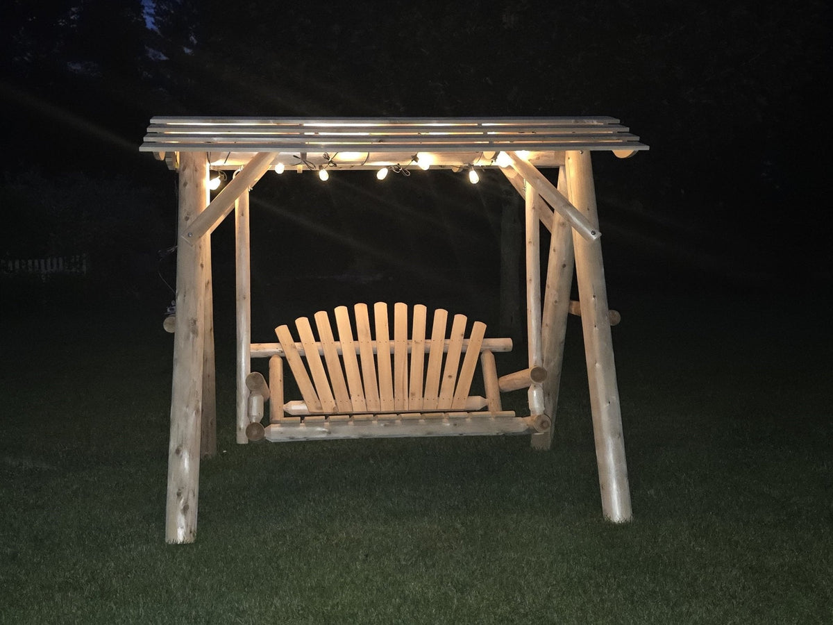Wooden Porch Swing with Canopy